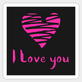 Pink Heart and I Love You Calligraphy Magnet